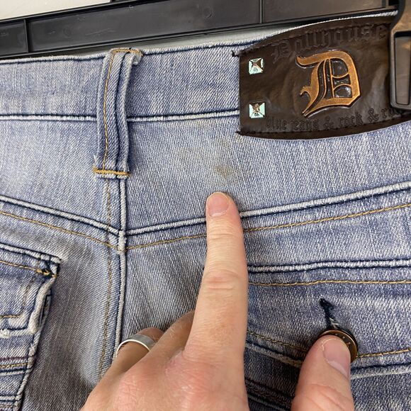 Dollhouse Jeans Womens 5 Blue Flare Bootcut Denim Stretch Y2K Button Pockets - Picture 5 of 15